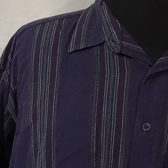 Loafers Reed St James Mens XL Purple Striped Long Sleeve Button Up Shirt - Picture 3 of 11